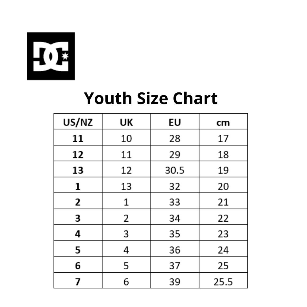 dc snowboard boots size chart