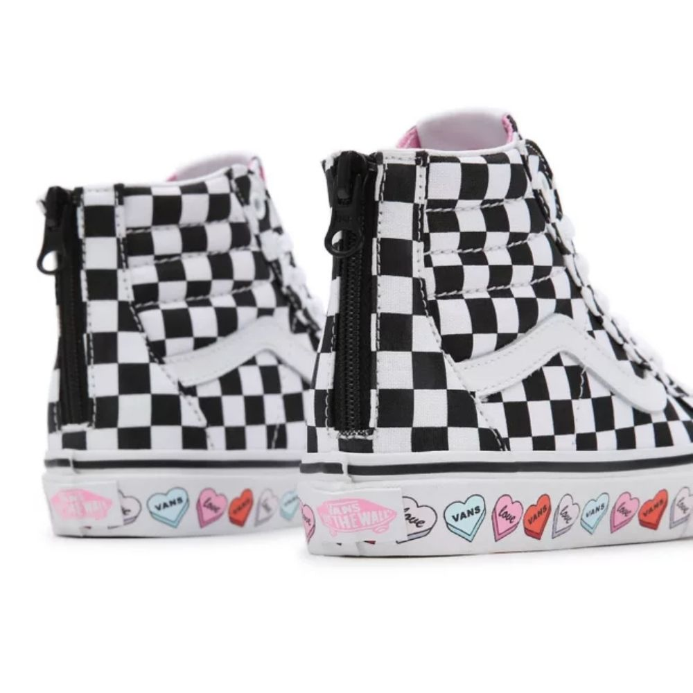 High top hotsell pink checkered vans