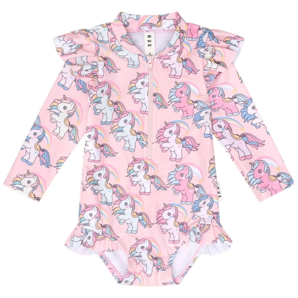 Huxbaby Rainbow Unicorn Zip Swimsuit