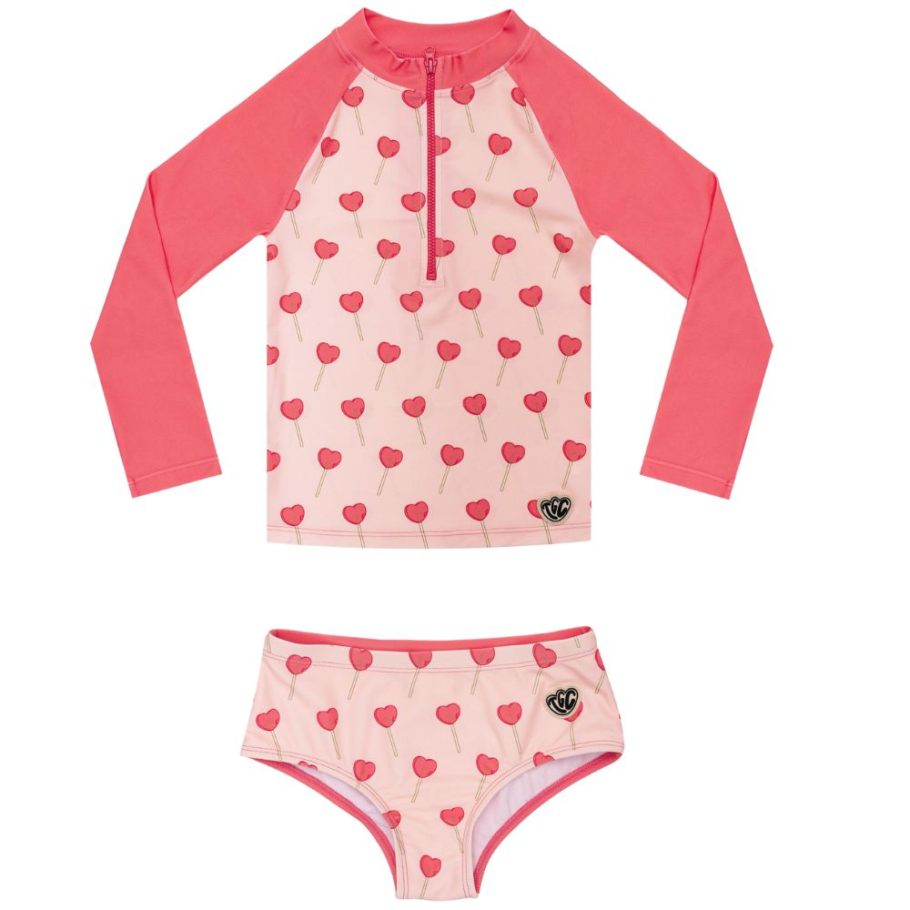 The Girl Club Lollipop Rash Shirt Swim Set