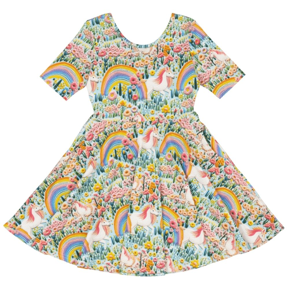 Rock Your Kid Embroidered Unicorn Mabel Waisted Dress