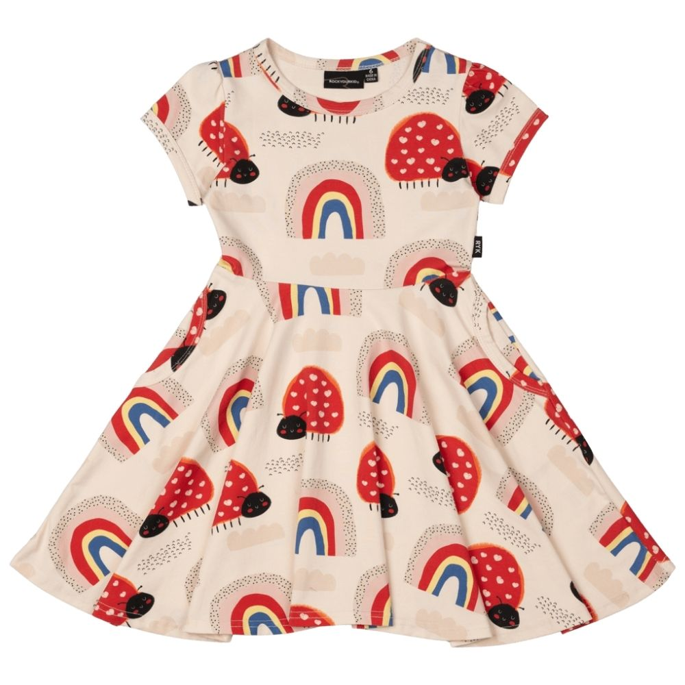 Rock Your Kid Love Bug Rainbow Waisted Dress