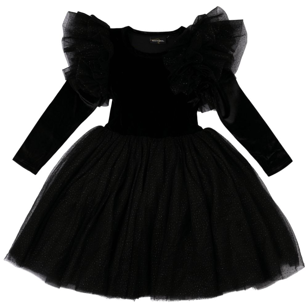 Rock Your Kid Wednesday Velvet Sparkle Party Dress