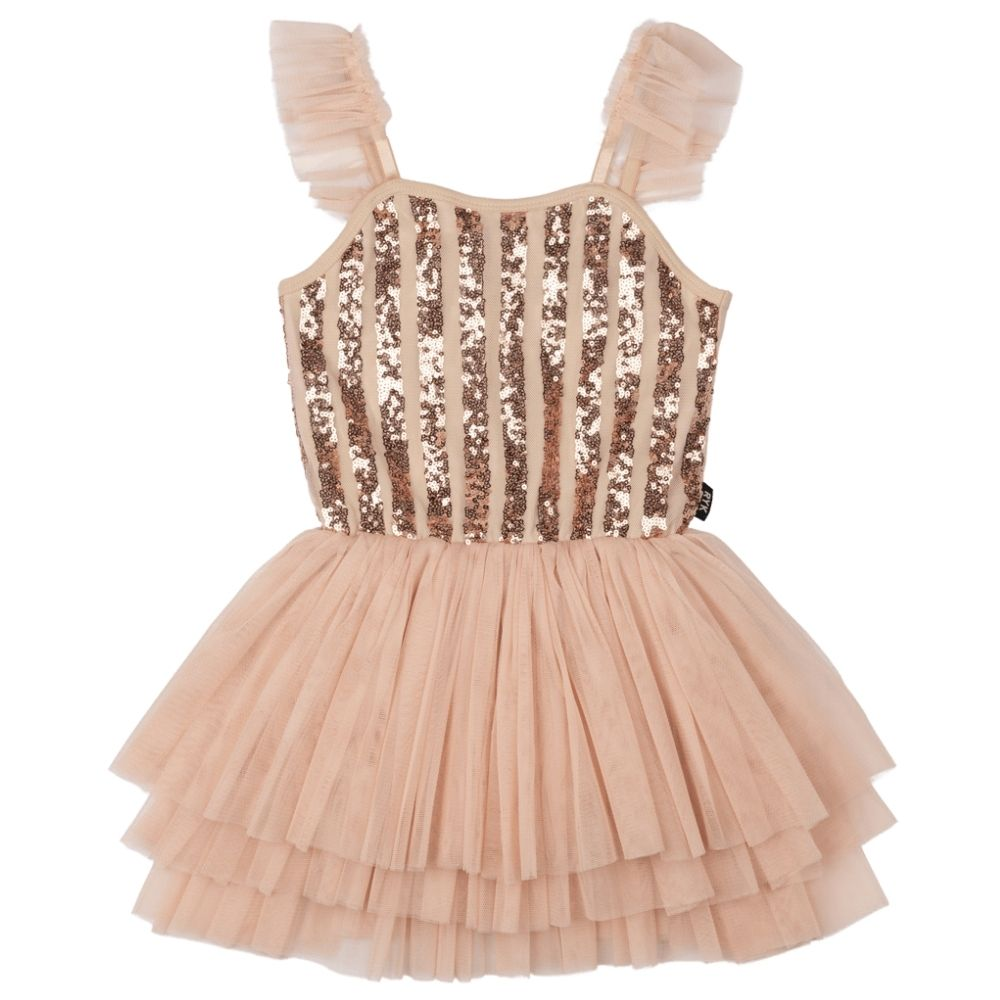 Rock Your Kid Stripe Sequin Tulle Leotard Dress