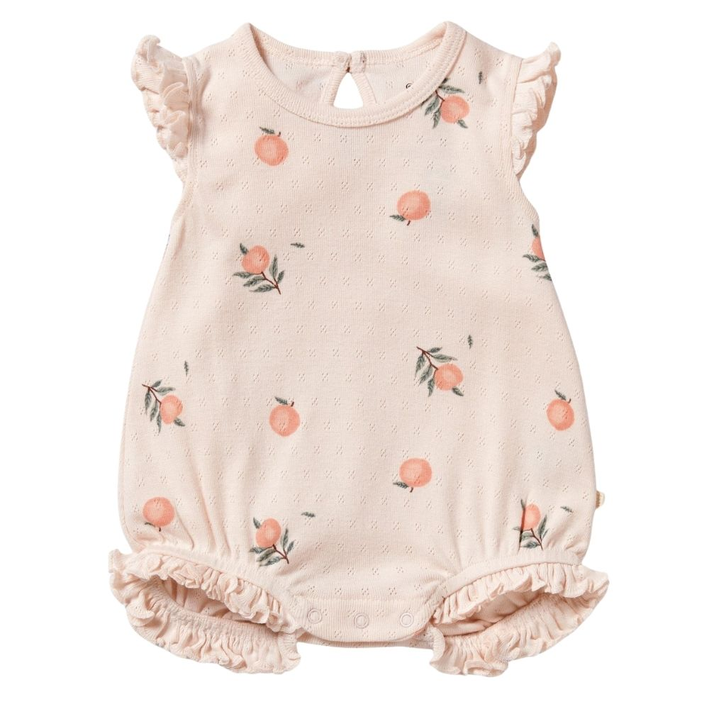 Wilson + Frenchy Peaches Ruffle Pointelle Growsuit