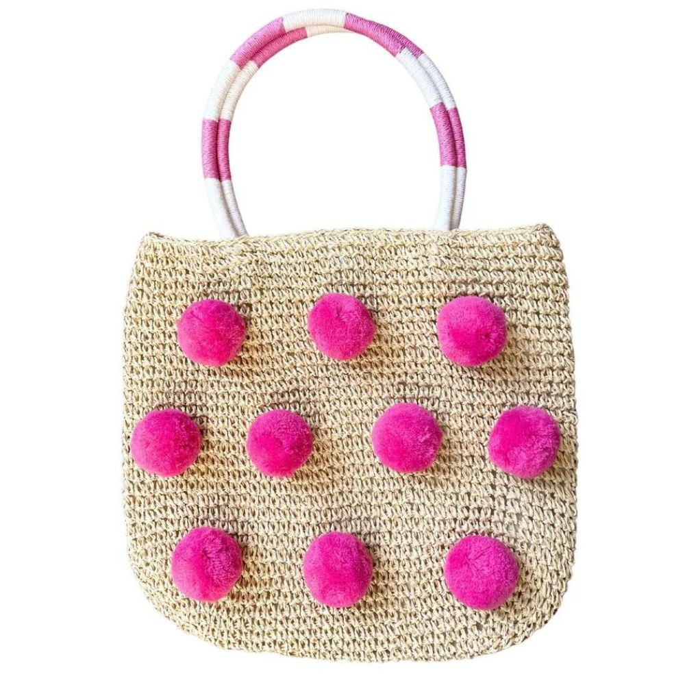 Acorn Vienna Pom Pom Straw Bag