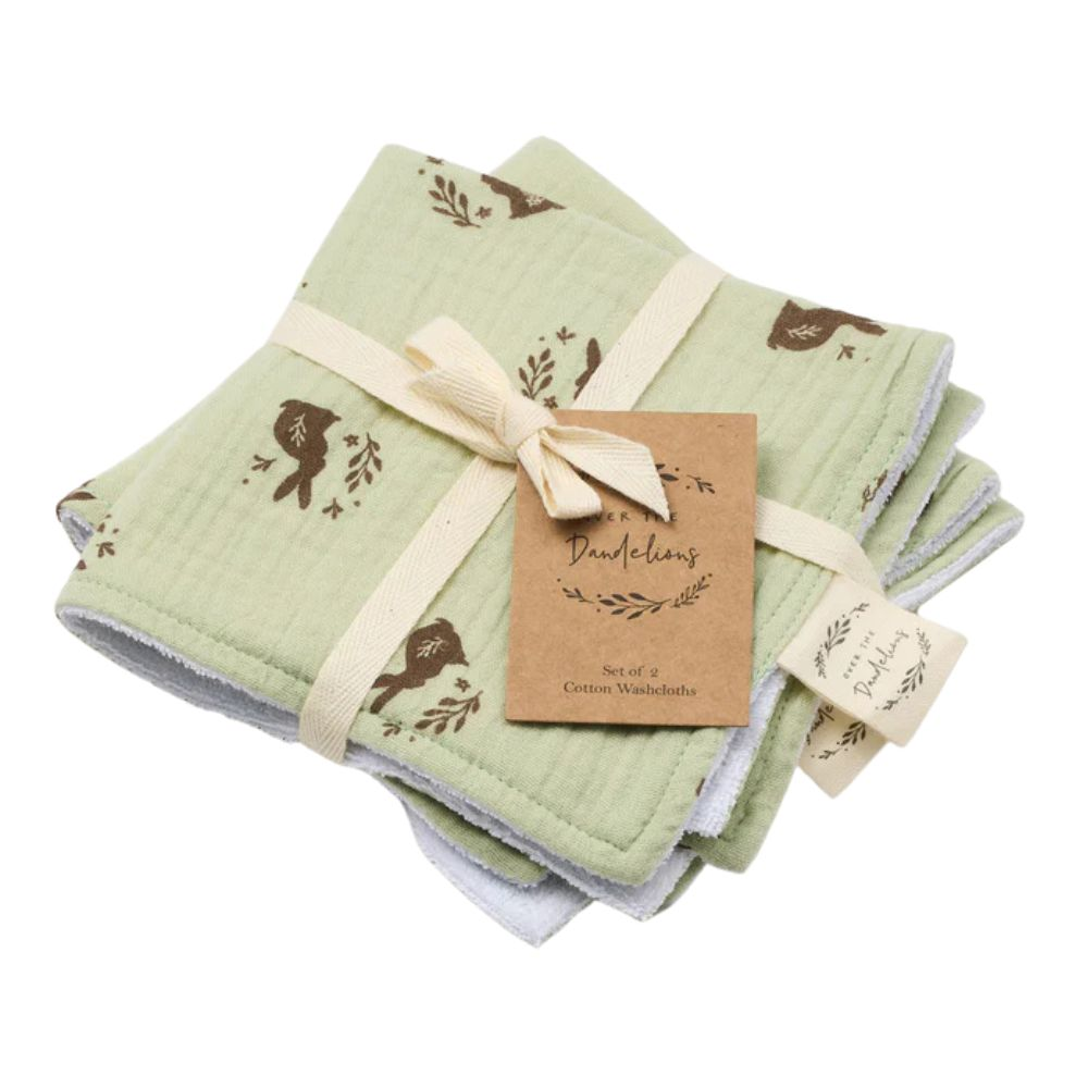 Over The Dandelions Muslin Wash Cloth - Set of 2