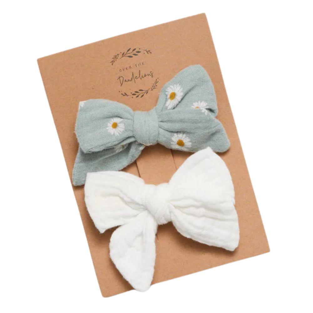 Over The Dandelions Muslin Bow Hairclips