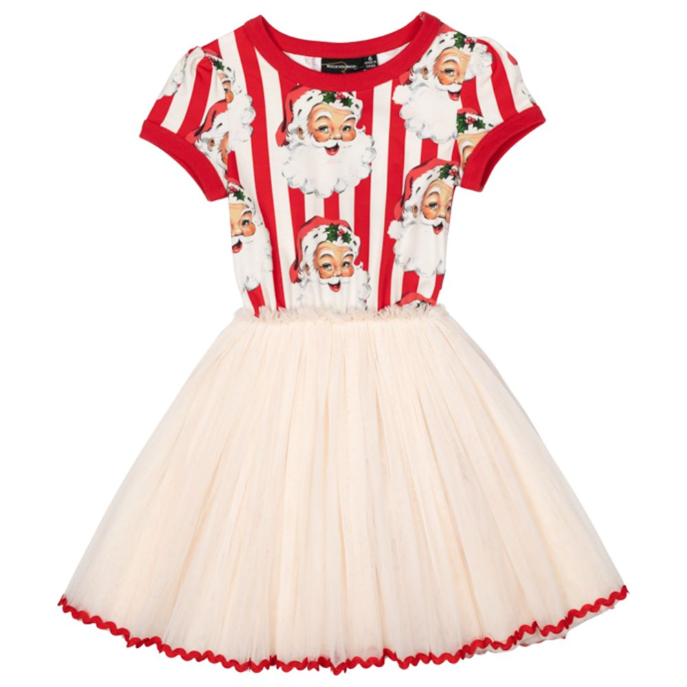 Rock Your Kid Santa Stripe Circus Dress