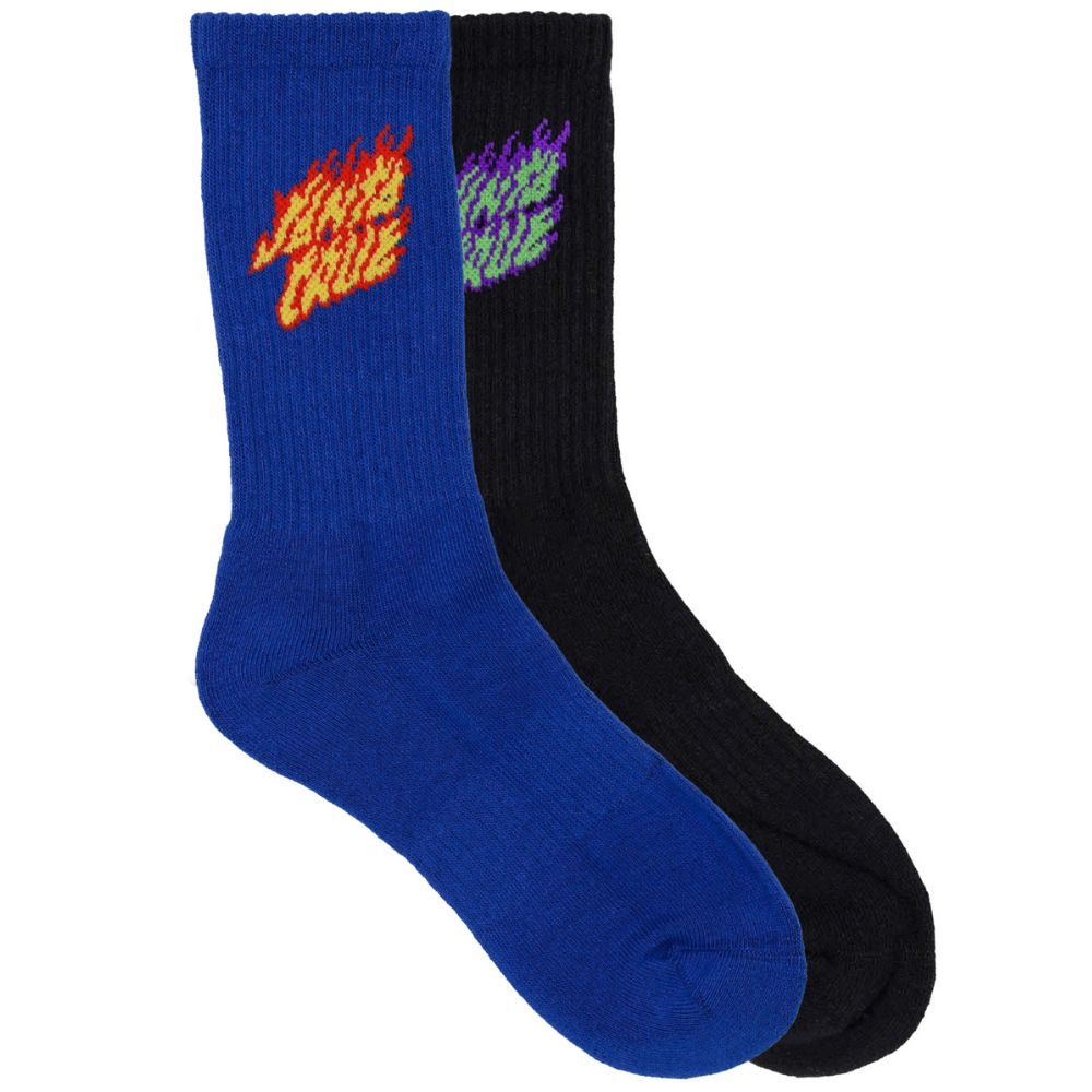 Santa Cruz Flaming Stack Crew Socks - 2pk