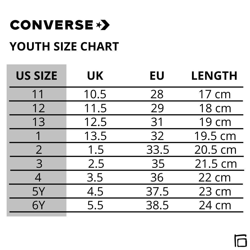 converse shoreline size chart